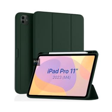 Imagem de Capa Case Premium para iPad Pro 11 2024 M4 - Anti Impacto com Função Sleep e Suporte Com Compartimento Para Pencil Caneta Tampa Magnética (VERDE ESCURO)