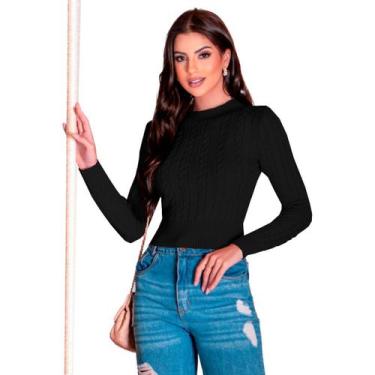 Imagem de Casaco Frio Feminino Inverno Manga Longa Tricot Quente Top Sobretudo B