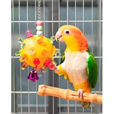Imagem de CTAILSOD Brinquedos para pássaros, brinquedos de bola de forrageamento de conure, brinquedo de pendurar periquito, acessório de gaiola de pássaro para mini arara, calopsita periquito pequeno e médio