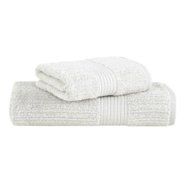 Imagem de Buddemeyer, Kit Jogo de Toalhas Buddemeyer 2 Peças Banhão e Rosto Fio Penteado Canelado 100% Algodão Ultrasoft Cor:Cinza 1744