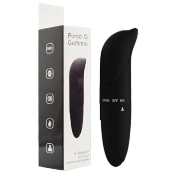 Imagem de Vibrador Ponto G Formato de Golfinho – Pequeno e Discreto, Toque Aveludado, Vibração Potente, Estimulador de Clitóris e Ponto G – 12cm, TPE/ABS, Pilha AA (Preto)