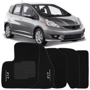 Imagem de Jogo de Tapete Automotivo Carpete New Fit 2009 à 2014 Soft Logo Bordado Preto 5 Peças