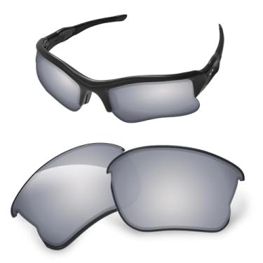 Imagem de Lentes de substituição de 1,6 mm compatíveis com óculos de sol Oakley Flak Jacket XLJ OO9009, antiarranhões e resistentes a impactos (espelhado prateado escuro)