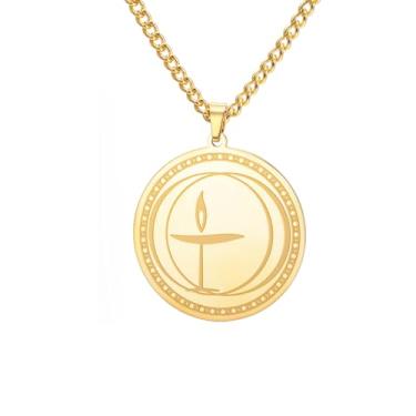 Imagem de Amaxer Colar de cálice flamejante ajustável, símbolo oficial do universalismo unitário, emblema histórico de liberdade, esperança para cerimônia, Medium, Aço inoxidável, Sem Pedra Preciosa