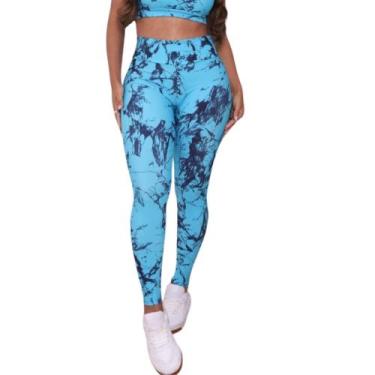 Imagem de Calça Degradê Feminina Legging Tie Dye Academia - MOVEment, Azul, P