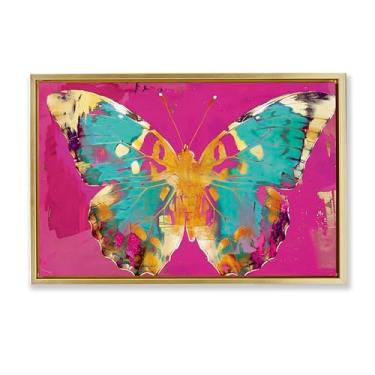Imagem de Stupell Industries Arte de parede em tela flutuante emoldurada borboleta sobre rosa marrom, design por LSR Design Studio, 53 x 78 cm