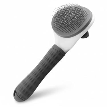 Imagem de Escova de Cabelo Profissional com Cerdas Flexíveis, Design Ergonômico, Cor Branca e Cinza, para Desembaraçar e Modelar