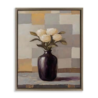 Imagem de Stupell Industries Luxe White Roses in Vase Gold Floater Canvas Wall Art, design por Franklyn Gregory, 21 x 17