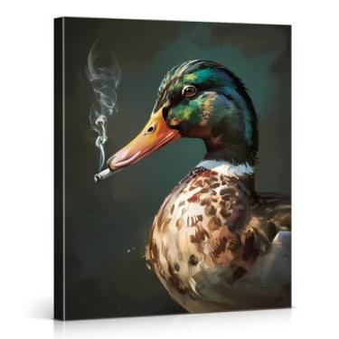 Imagem de Impressão de arte de parede de pato selvagem vintage pato engraçado imagem arte de parede decoração de parede para casa sala de estar quarto 20 x 25 tela emoldurada