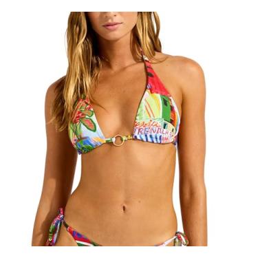 Imagem de Seafolly Top de biquíni feminino longo deslizante triplo, La Boca Sapphire, 2