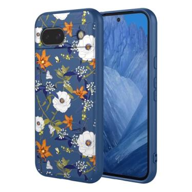 Imagem de OEURVQO Capa artística para Google 8A, capa de silicone líquido de toque macio com forro fofo, compatível com carregamento sem fio, capa protetora para Google Pixel 8A, azul brilhante