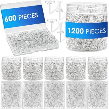 Imagem de 1500 peças de pinos transparentes, tachas de polegar para pendurar na parede, tachinhas para quadro de avisos, quadro de cortiça, material de escritório para casa