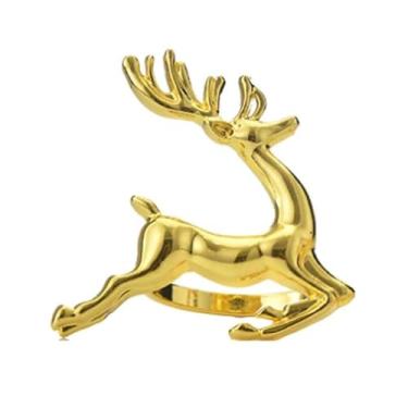 Imagem de Porta-guardanapos banhado a metal requintado anel de guardanapo simples veado para decoração de casamento em casa