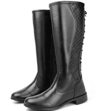 Imagem de Bota Feminina Cano Longo Montaria Bico Redondo Confortável Elegante Cl