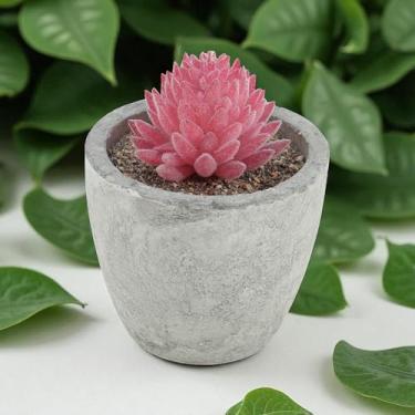 Imagem de Generic 1 mini planta de chihuahua flocada de plantas artificiais em plástico PVC vermelho 4 x 4 x 7,5 cm