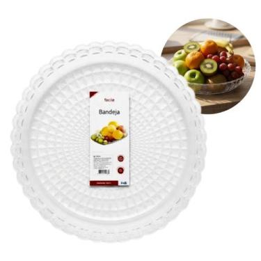 Imagem de Travessa Bandeja Acrílica Grande Redonda Transparente Multiuso Organiz