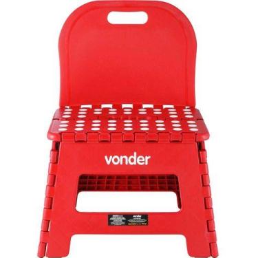 Imagem de Banqueta Plástica Dobrável Vermelha 220 Mm Encosto Vonder