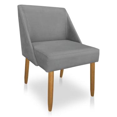 Imagem de Cadeira Poltrona Juliana Suede Pés Palito Castanho Grafite