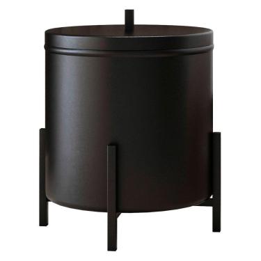 Imagem de Lixeira De Banheiro Eleganza 6 Litros Metal Preto