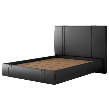 Imagem de Cama Casal Flutuante Com Cabeceira 140cm Lyra Sintético Preto S05 - Mpozenato