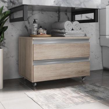 Imagem de Gabinete Banheiro Rodinhas Joia 60cm 02 Gavetas Madeirado Inteiro