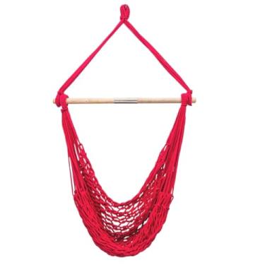 Imagem de Rede Cadeira Balanço Descanso Teto Suspensa Trançada Reforçada(Vermelho)