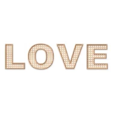 Imagem de Decoração Love Amor para Sala e Móveis – Adorno Decorativo Estilo Palha Indiana Letras para Bancada (Cinza Claro,AMOR)