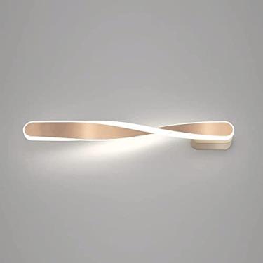Imagem de Luminária De Parede Longa Torcida, Lâmpada De Parede De Metal Ultrafina Com Abajur De Silicone, Arandela De Parede Linear Led Moderna, Luminárias De Parede De Cabeceira, Lum, Gold, 50CM