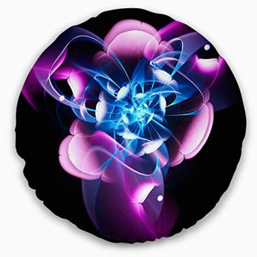 Imagem de Design de flor fractal grande azul roxo sala de estar redonda, sofá, almofada de alta qualidade + capa de almofada impressa em ambos os lados 50 cm