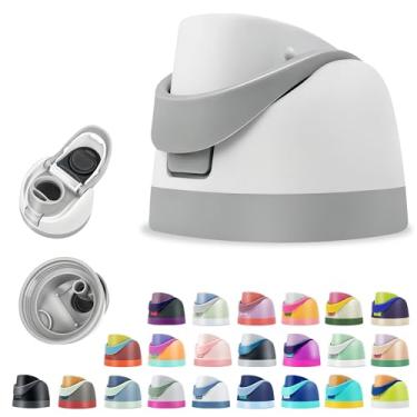 Imagem de BydGxy Tampas de substituição para garrafa de água Owala 680 g/947 g/1,134 g – tampa flip top à prova de vazamento com palha, opções de cores fofas como algodão doce (cinza gelo)