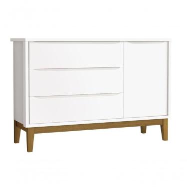 Imagem de Cômoda Sapateira Classic New Branco Fosco Com Madeira - Reller