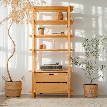 Imagem de Estante Laguna 6 Prat 180ax90lx42p Em Madeira Cor Mel