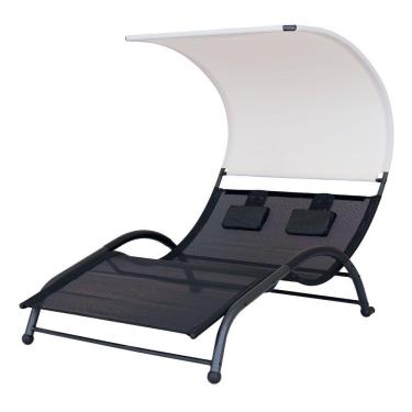 Imagem de Espreguiçadeira Dupla Preto E Branco Jardim Piscina Praia