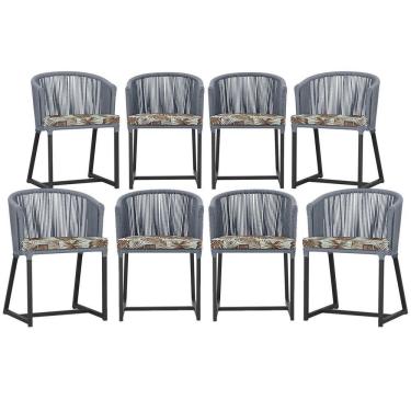 Imagem de 8 Cadeiras De Jantar área Noronha Preta E6 Trama Original Prata