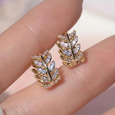 Imagem de Brincos de argola de zircônia brilhante para mulheres, joias casuais de festa, One size, Cobre, Zircônia cúbica