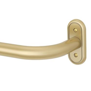 Imagem de Varão de cortina dourado, blackout de teto, longos, resistentes para janelas de 182 a 364 cm, hastes de tratamento de janela de 2,5 cm curvadas ajustáveis de 2,5 cm com suporte de alumínio