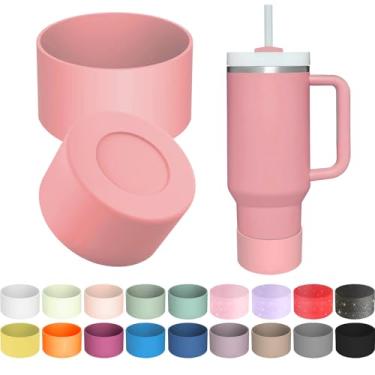 Imagem de 1 bota de silicone para copo Stanley Quencher H2.0 30/1,134 g, IceFlow 20/850.5 g & Hydro Flask 340.2-680.4 g - capa protetora inferior (rosa 2.0)
