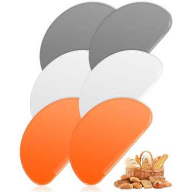 Imagem de 6 peças de raspadores de tigela de silicone para assar – Conjunto de raspadores de massa flexível (laranja, cinza, branco - 2 cada) - antiaderente, lavável na lava-louças