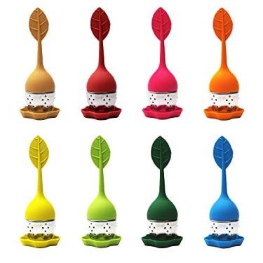 Imagem de Infusor de chá, infusor de chá de folhas soltas, silicone com bola de filtro de aço inoxidável - Pacote com 8