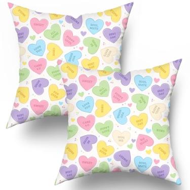Imagem de aportt Capas de travesseiro de Dia dos Namorados 45,7 x 45,7 cm colorido amor doce coração aniversário casamento decorativo conjunto de 2 almofadas de decoração de festa em casa para sofá-cama