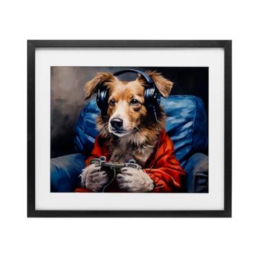 Imagem de Stupell Industries Impressão emoldurada preta Game Master Dog sob vidro, design de Shawna Stewart, 43 x 53 cm