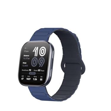 Imagem de KONXISA Pulseira de relógio para relógio Amazfit Bip 6, pulseira de substituição de silicone macio de liberação rápida, pulseira magnética para smartwatch, azul