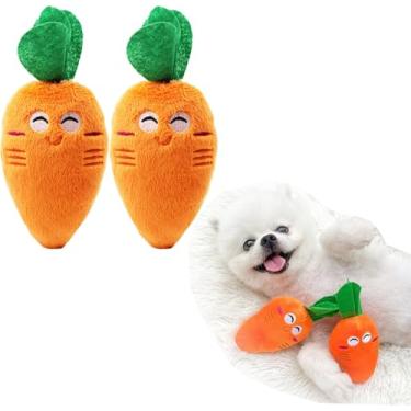 Imagem de Sndperiexam 2 peças de suprimentos macios para animais de estimação, lindos brinquedos de pelúcia de cenoura laranja para mastigar sons para cães, gatos, aniversário, presentes de Natal