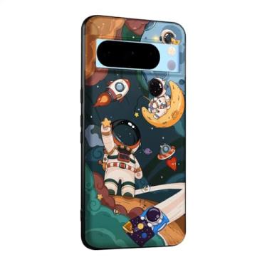 Imagem de WOFOLE Capa de telefone astronauta para Google Pixel 8 Pro para meninos meninas desenho fofo foguete design estética à prova de choque designer legal compatível com Google Pixel 8 Pro