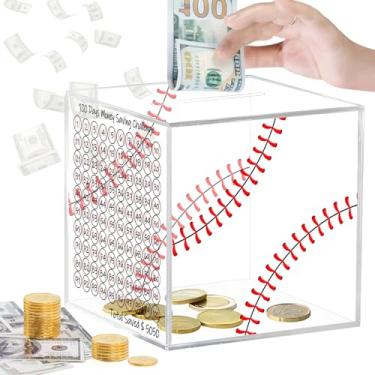 Imagem de Hualleko Cofrinho para adultos de todas as idades - Caixa de quebra estilo futebol não aberto para dinheiro, caixa de economia de dinheiro de acrílico transparente, desafio de economia de dinheiro de