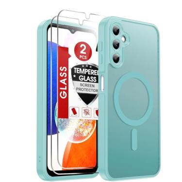 Imagem de LeYi Capa de telefone compatível com Samsung Galaxy A14-5G: Capa para Samsung A14 5G [ajuste Mag-Safe] com 2 películas protetoras de tela, película fosca translúcida de toque suave e à prova de choque