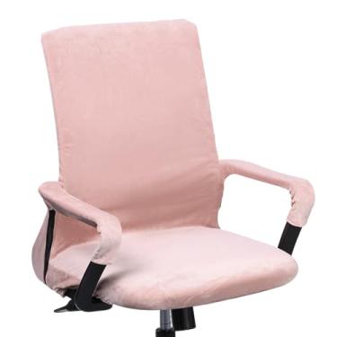 Imagem de PATIKIL Capa para cadeira de escritório, 99 cm, capa extensível universal para assento de computador com capa de apoio de braço, zíper para cadeiras de escritório, assento de mesa de casa, rosa