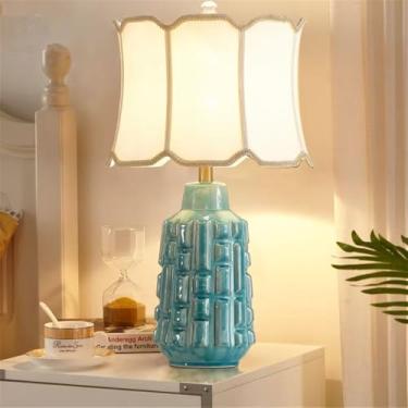 Imagem de Luminária de mesa contemporânea de cerâmica, estilo americano, luxuosa, com LED, para sala de estar, quarto, escritório, casa de campo, hotel ou mesa de cabeceira (Estilo 149BA)