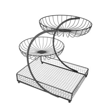 Imagem de FytStycale Fruteira, Suporte para Frutas E Legumes em Arame de Ferro com Várias Camadas, Tigela para Lanches com Fácil Limpeza E Amplo Espaço de Armazenamento Pa, Preto 3 camadas, Tamanho real