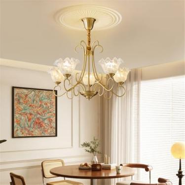 Imagem de Lustre americano de latão com LED, estilo europeu, luxuoso, para sala de estar, restaurante, quarto, villa, hotel, loja de roupas (5 lâmpadas)